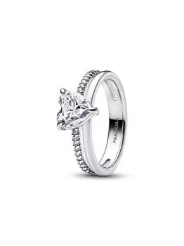 Кольцо Pandora Double Band Heart Ring, стерлинговое серебро