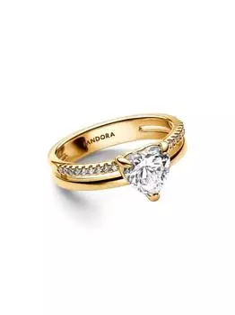 Кольцо Pandora Double Band Heart Ring, золото