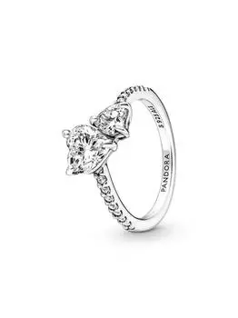 Кольцо Pandora Double Heart Sparkling Ring, стерлинговое серебро