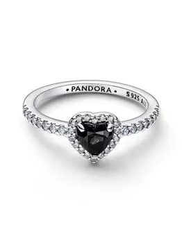 Кольцо Pandora Elevated Black Heart Ring, стерлинговое серебро