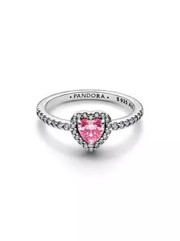 Кольцо Pandora Elevated Pink Heart Ring, стерлинговое серебро