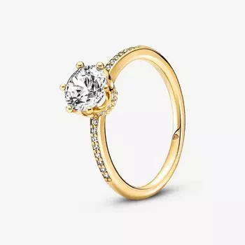 Кольцо Pandora Moments Clear Sparkling Crown Solitaire, золото