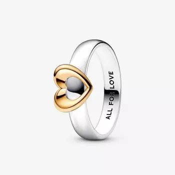 Кольцо Pandora Moments Radiant Two-tone Sliding Heart, серебро/золото