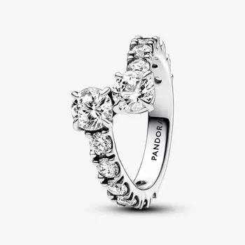 Кольцо Pandora Timeless Sparkling Overlapping Band, серебро