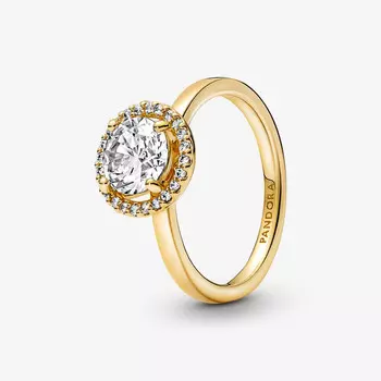 Кольцо Pandora Timeless Sparkling Round Halo, золото