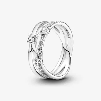Кольцо Pandora Timeless Sparkling Triple Band, серебро
