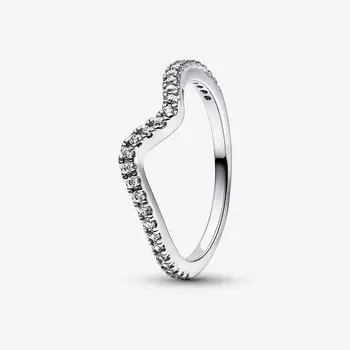 Кольцо Pandora Timeless Sparkling Wave, серебро