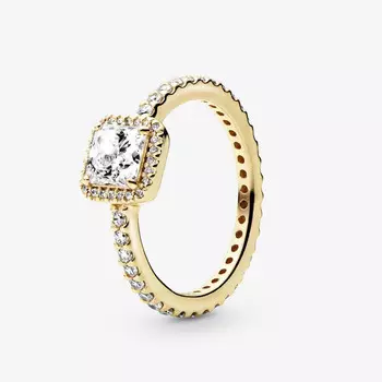Кольцо Pandora Timeless Square Sparkle Halo, золото