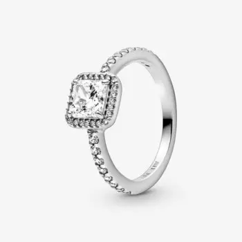 Кольцо Pandora Timeless Square Sparkle Halo, серебро