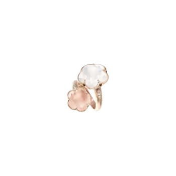 Кольцо Pasquale Bruni Bon ton из розового золота с бриллиантами, белым и розовым кварцем