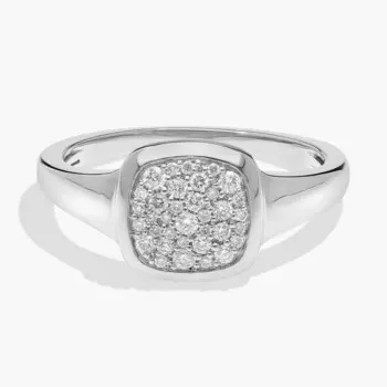 Кольцо-печатка с бриллиантовым кластером из белого золота 14 карат (1/5 карата, двойной цвет) Blue Nile