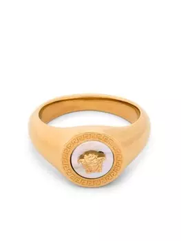 Кольцо-печатка с иконой Versace, золотой