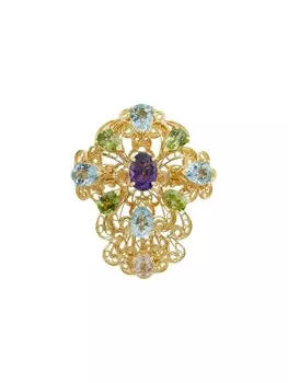 Кольцо Pizzo из желтого золота с аметистом, аквамарином, перидотом и морганитом Dolce & Gabbana, золотой