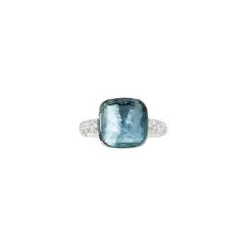 Кольцо Pomellato Nudo из белого и розового золота с голубым топазом и бриллиантами