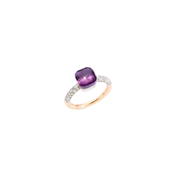 Кольцо Pomellato Petit Nudo из розового и белого золота с бриллиантами и аметистами