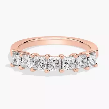 Кольцо «Принцесса» с семью бриллиантами из розового золота 14 карат (1 карат Tw. - HI / SI1-SI2) Blue Nile