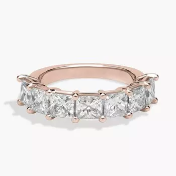 Кольцо «Принцесса» с семью выращенными в лаборатории бриллиантами из 14-каратного розового золота (3 карата, двойной цвет - FG / VS2-SI1) Blue Nile