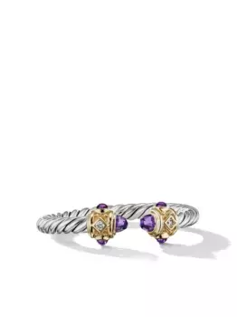 Кольцо Renaissance из желтого золота и серебра с бриллиантами и аметистом (2.3 мм) David Yurman, серебяный