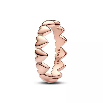Кольцо Row of Hearts Pandora, покрытие - розовое золото