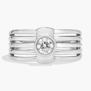 Кольцо с 5 рядами бриллиантов в оправе из белого золота 14 карат Blue Nile