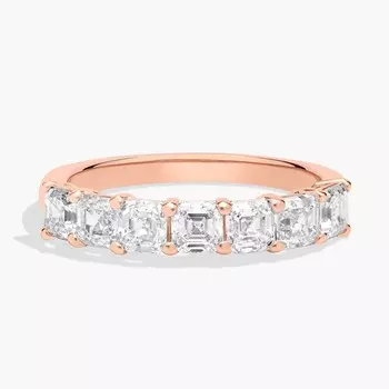 Кольцо с бриллиантами Asscher из семи камней из розового золота 14 карат (1 1/2 карата Tw. - HI / SI1-SI2) Blue Nile