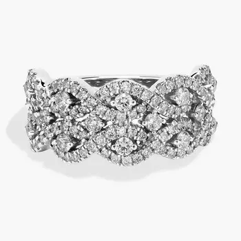 Кольцо с бриллиантами Double Twist Pav из 14-каратного белого золота (1 карат Tw.) Blue Nile