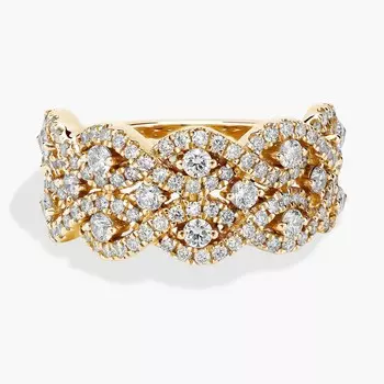 Кольцо с бриллиантами Double Twist Pav из 18-каратного желтого золота (1 карат Tw.) Blue Nile