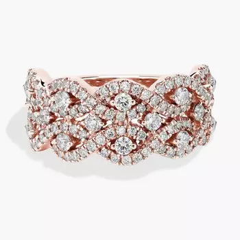 Кольцо с бриллиантами Double Twist Pav из розового золота 14 карат (1 карат Tw.) Blue Nile