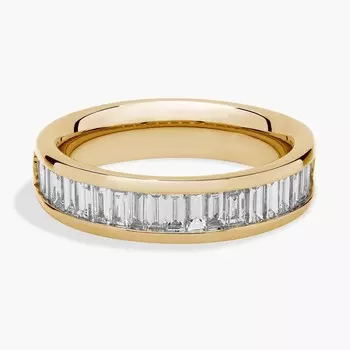 Кольцо с бриллиантами огранки «багет» из 18-каратного желтого золота (1 карат, два карата) Blue Nile