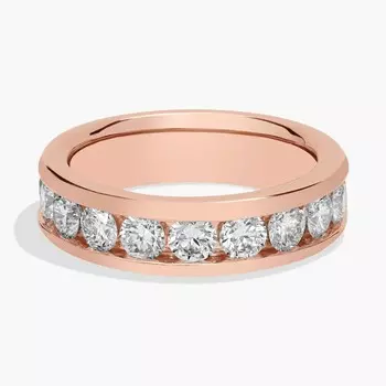 Кольцо с бриллиантами в канальной оправе из розового золота 14 карат (1 1/2 карата, чистота - HI / SI1-SI2) Blue Nile