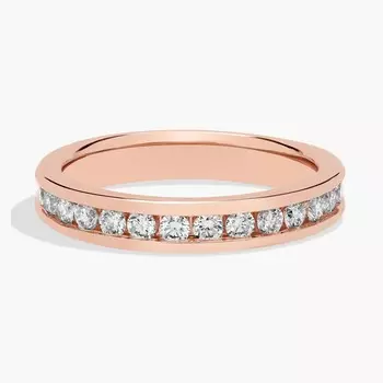 Кольцо с бриллиантами в оправе Channel Set из розового золота 14 карат (1/2 карата Tw. - HI / SI1-SI2) Blue Nile