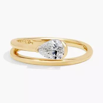 Кольцо с бриллиантом грушевидной огранки из желтого золота 14 карат (3/5 карата) Blue Nile