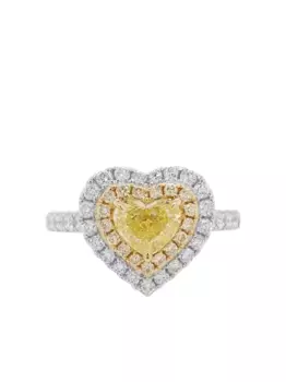 Кольцо с бриллиантом в форме сердца из 18-каратного белого золота HYT Jewelry, желтый