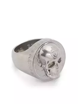 Кольцо с декором Skull Philipp Plein, серебяный