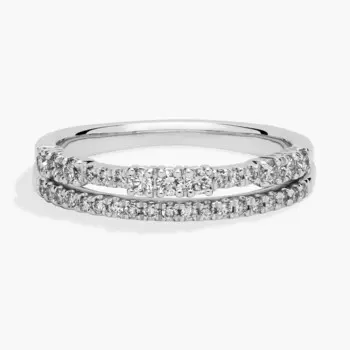 Кольцо с двумя рядами бриллиантов из 14-каратного белого золота (1/3 карата) Blue Nile