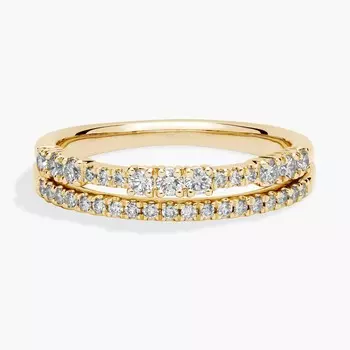 Кольцо с двумя рядами бриллиантов из 14-каратного желтого золота (1/3 карата) Blue Nile