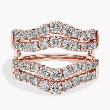 Кольцо с двумя рядами бриллиантов в крапановой оправе из 14-каратного розового золота (2 карата). Blue Nile