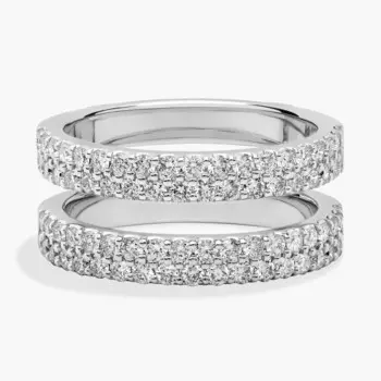Кольцо с двумя рядами бриллиантов в паве из 14-каратного белого золота (1 карат, два карата) Blue Nile