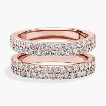 Кольцо с двумя рядами бриллиантов в форме паве из 18-каратного розового золота (1 карат, два карата) Blue Nile