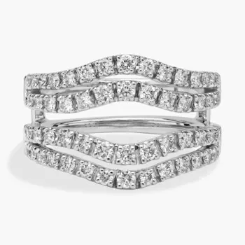 Кольцо с изогнутой двухрядной бриллиантовой вставкой из платины (1 карат, два в ряд) Blue Nile