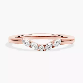 Кольцо с изогнутым цветочным бриллиантом огранки «маркиз» из розового золота 14 карат (1/8 карата, двойной цвет) Blue Nile