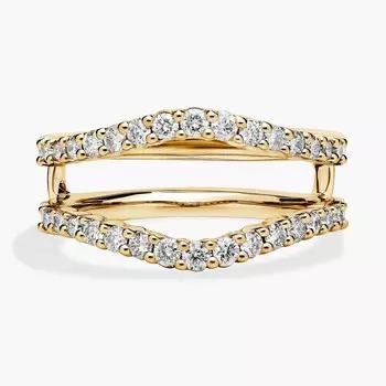 Кольцо с изогнутым паве из желтого золота 18 карат с бриллиантовой вставкой (1/2 карата). Blue Nile