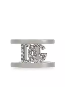 Кольцо с кристаллами и логотипом DG Dolce & Gabbana, серебряный