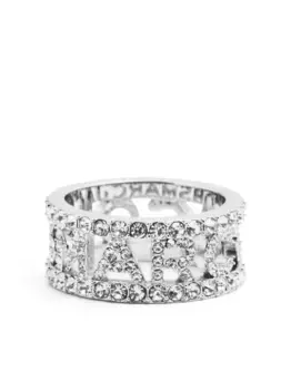 Кольцо с кристаллами и логотипом MARC JACOBS, серебяный
