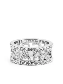 Кольцо с кристаллами и логотипом Marc Jacobs, серебряный