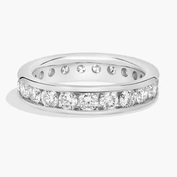 Кольцо с круглым бриллиантом в оправе «Channel Eternity» из платины (2 карата, Tw. - HI / SI1-SI2) Blue Nile