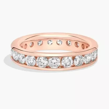 Кольцо с круглыми бриллиантами в форме канала из розового золота 14 карат (2 карата Tw. - HI / SI1-SI2) Blue Nile