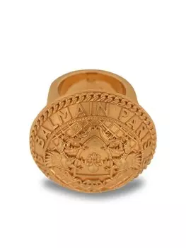 Кольцо с логотипом Balmain, золотой