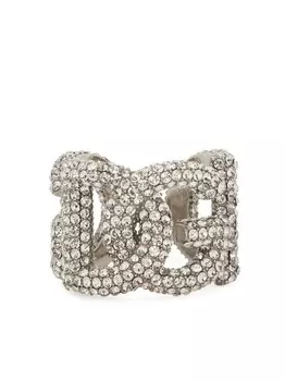 Кольцо с логотипом DG и кристаллами Dolce & Gabbana, серебряный