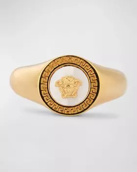 Кольцо с перламутром Медуза и Грека, цвет Versace Gold-White